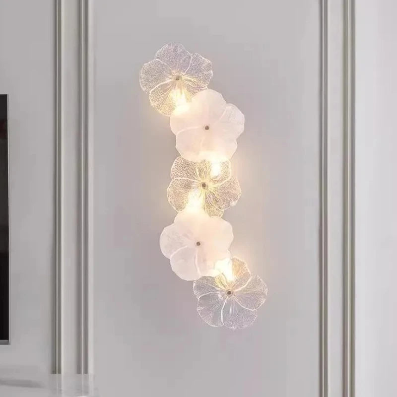 applique murale moderne fleurs relief blanc translucide élégante mur haute qualité lumière led chambre