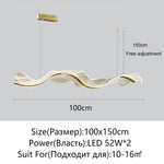 suspension lumineuse moderne élégante blanc translucide doré texture ondulée brillante led 100cm 120cm 150cm