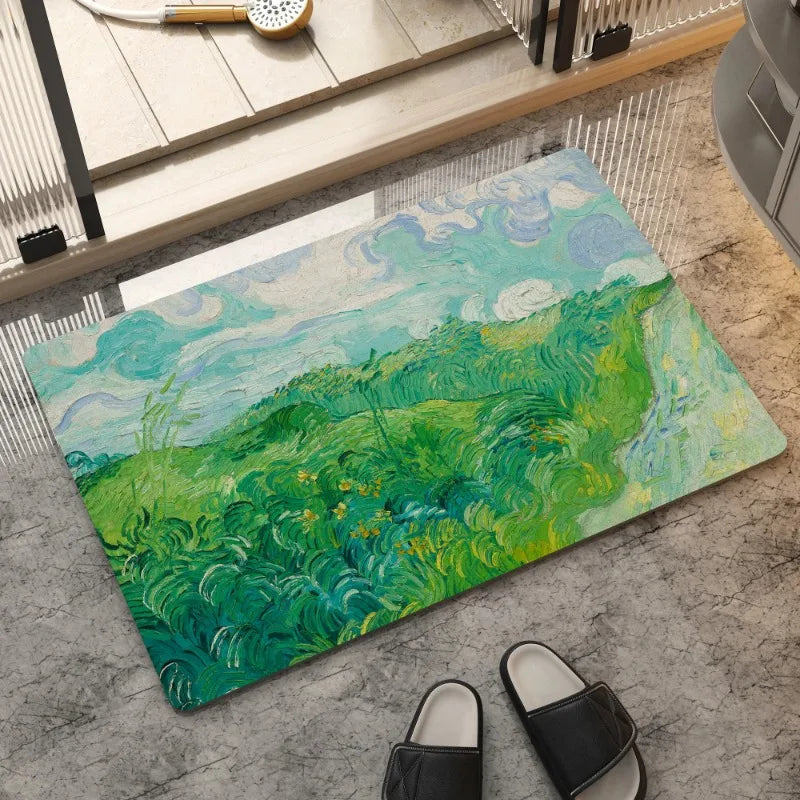 tapis van gogh impressionniste anti dérapant polyester résistant extérieur multicolore moderne