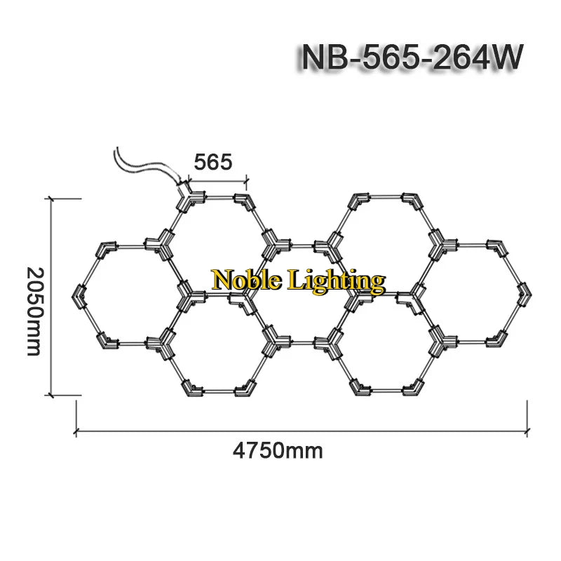 ruban led blanc hexagonal moderne adhésif 565mm 6500k 2000lm 50000h