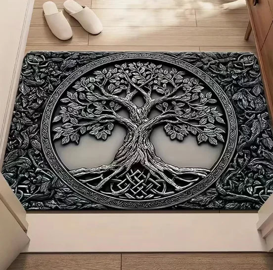 tapis sol antidérapant celtique feuilles racines extérieur intérieur porte texture bois scandinave rustique