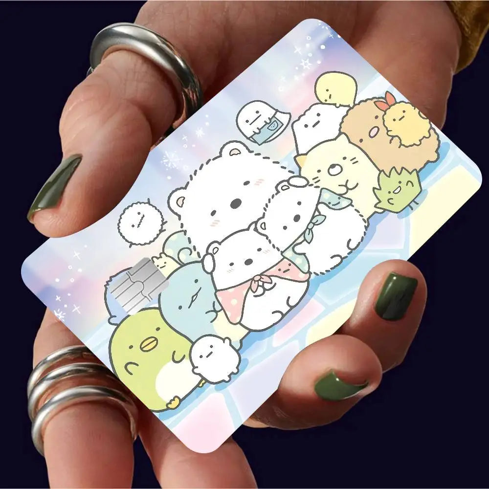 adhésifs décoratifs cartes bancaires dessin animé personnages mignons accessoires beige rose bleu vert marron