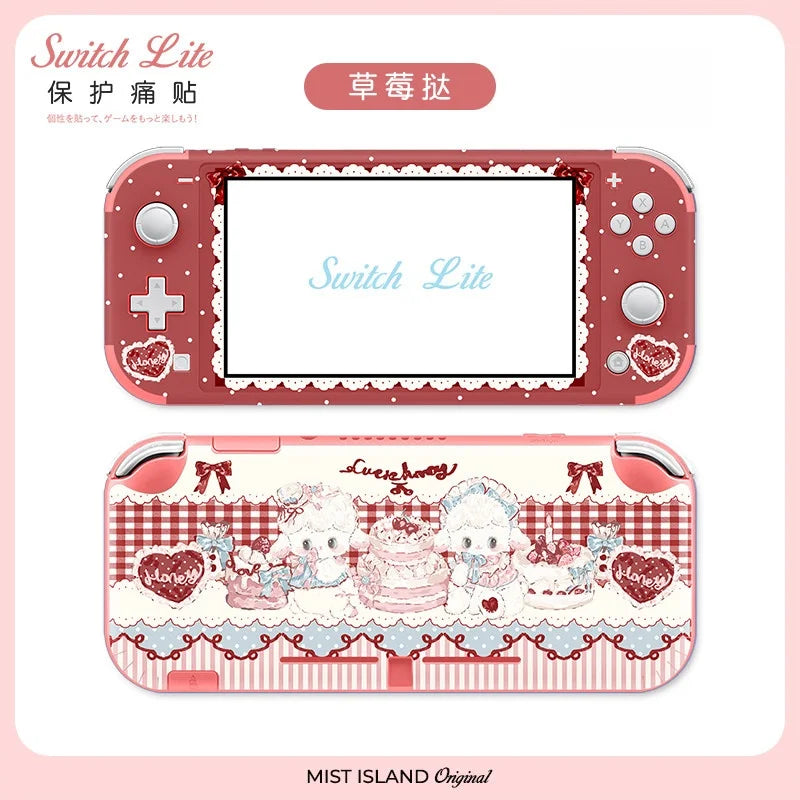 coque protection nintendo switch lite animaux mignons blanc rose bleu adhésif festive