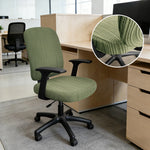 couvre chaise moderne vert olive rayures verticales polyester siège fauteuil chair decoration intérieure
