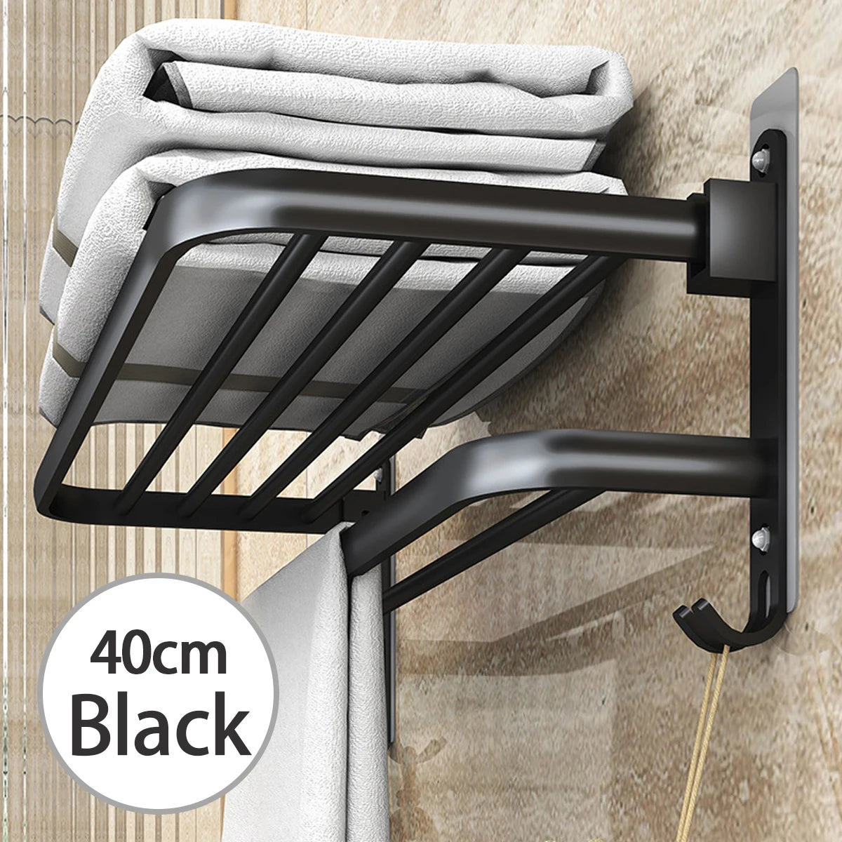 porte serviettes mural étagères crochets moderne minimaliste aluminium noir blanc