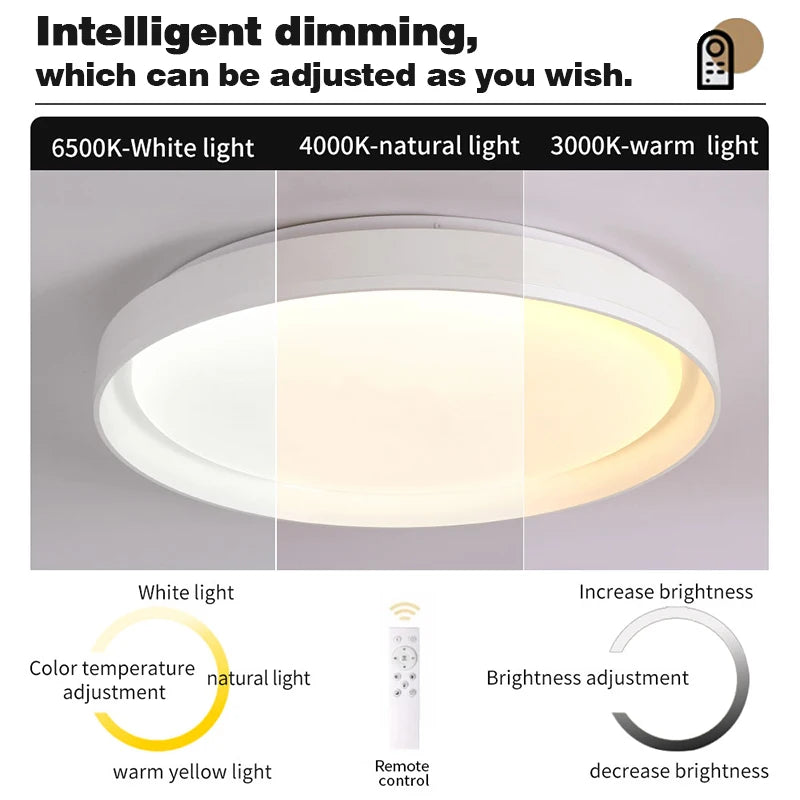 plafonnier led moderne bois naturel blanc salon chambre télécommande intensité variable éclairage intérieur