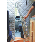 rideau voiture gris quilté moderne rubans adhésifs isolation thermique camping car
