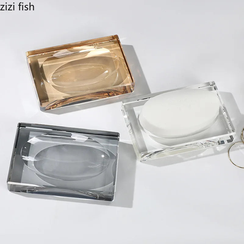 support savon moderne élégant transparent facettes géométriques contemporain or noir