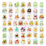 stickers cocktails multicolores illustrations aquarelle fruits herbes aromatiques bar shakers verres pack 50 adhésifs
