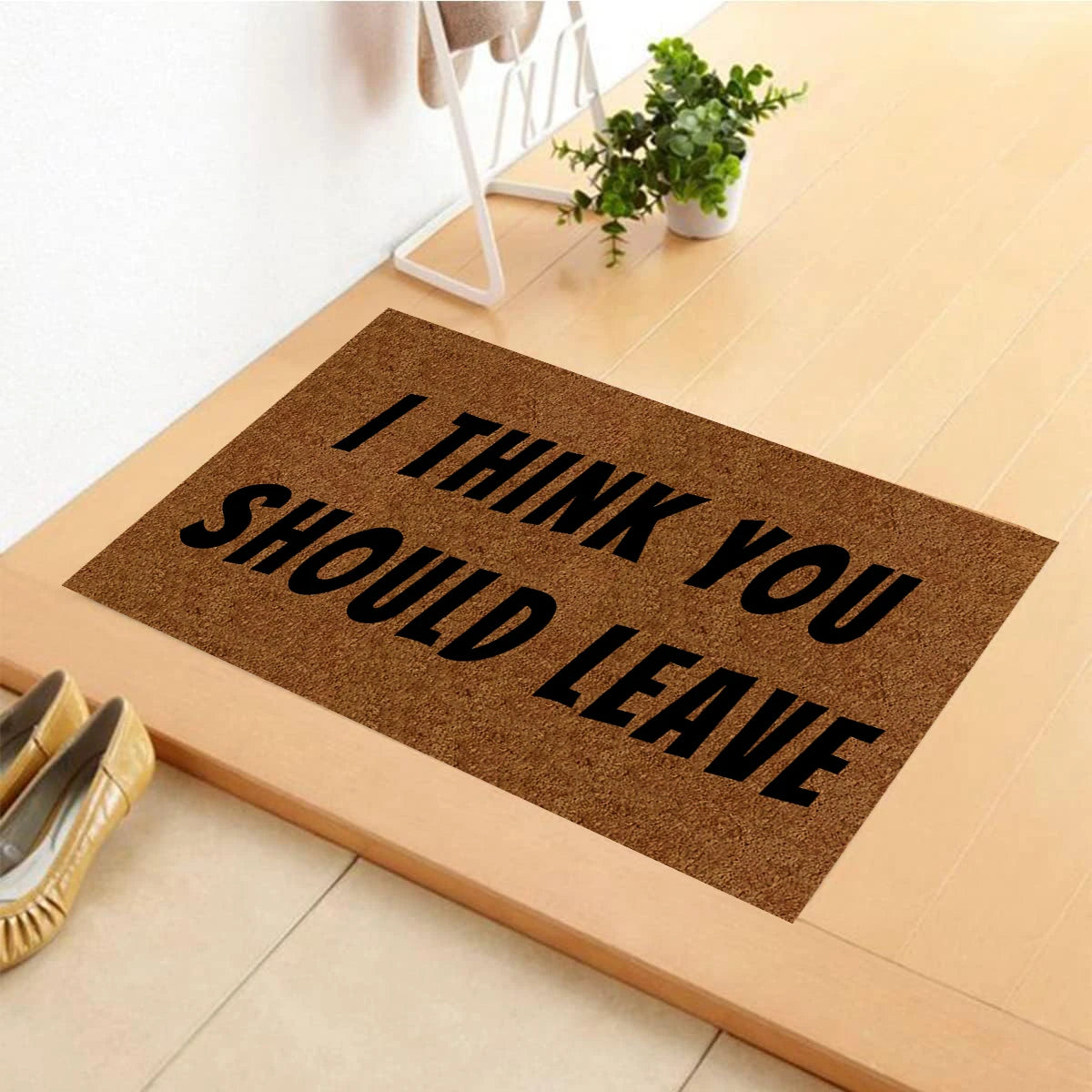 tapis d'entrée marron lettres noires moderne imperméable antidérapant extérieur sol bain porche