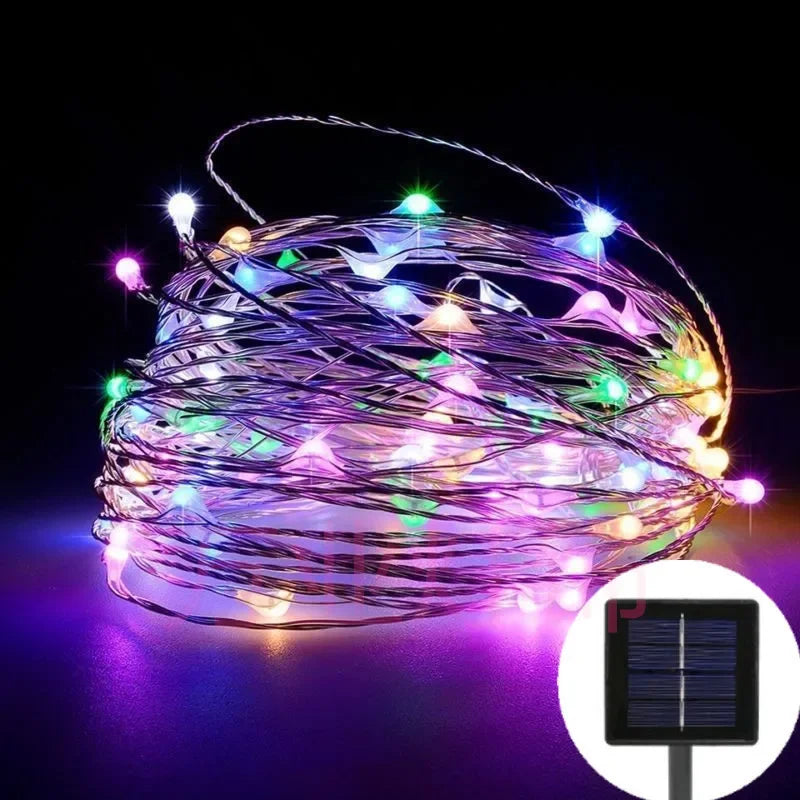 guirlande lumineuse solaire 20m 200led blanc chaud fil cuivre moderne certification ip65 ul rohs