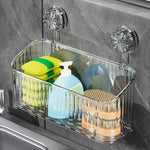 panier rangement mural transparent rayures moderne fixation suction cosmétiques flacons toilette