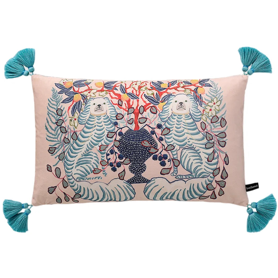 taie d'oreiller imprimée léopard tropical velours carré moderne deux côtés opaques tassel rouge océanique