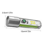 lampe torche rechargeable uv argent vert rayures verticales lumiere intense réglable modernisée compacte