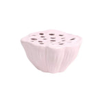 cache pot porcelaine bleu clair rose pâle vert pastel motifs perforations texture ondulée moderne