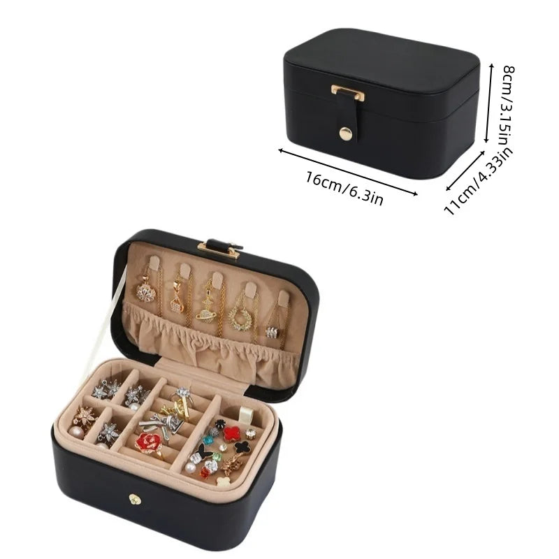 boîte rangement bijoux cuir pu blanc rose verte marron noire moderne boucles oreilles colliers