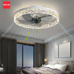 ventilateur plafonnier moderne lumière led multiple vitesses silencieux timer cristal blanc noir vert