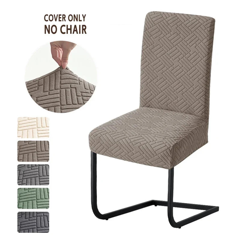 housse chaise moderne gris clair motif géométrique spandex polyester extensible ajustable