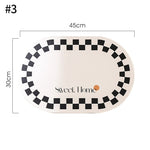 tapis table moderne motif géométrique motif alimentaire vert pastel grisclair