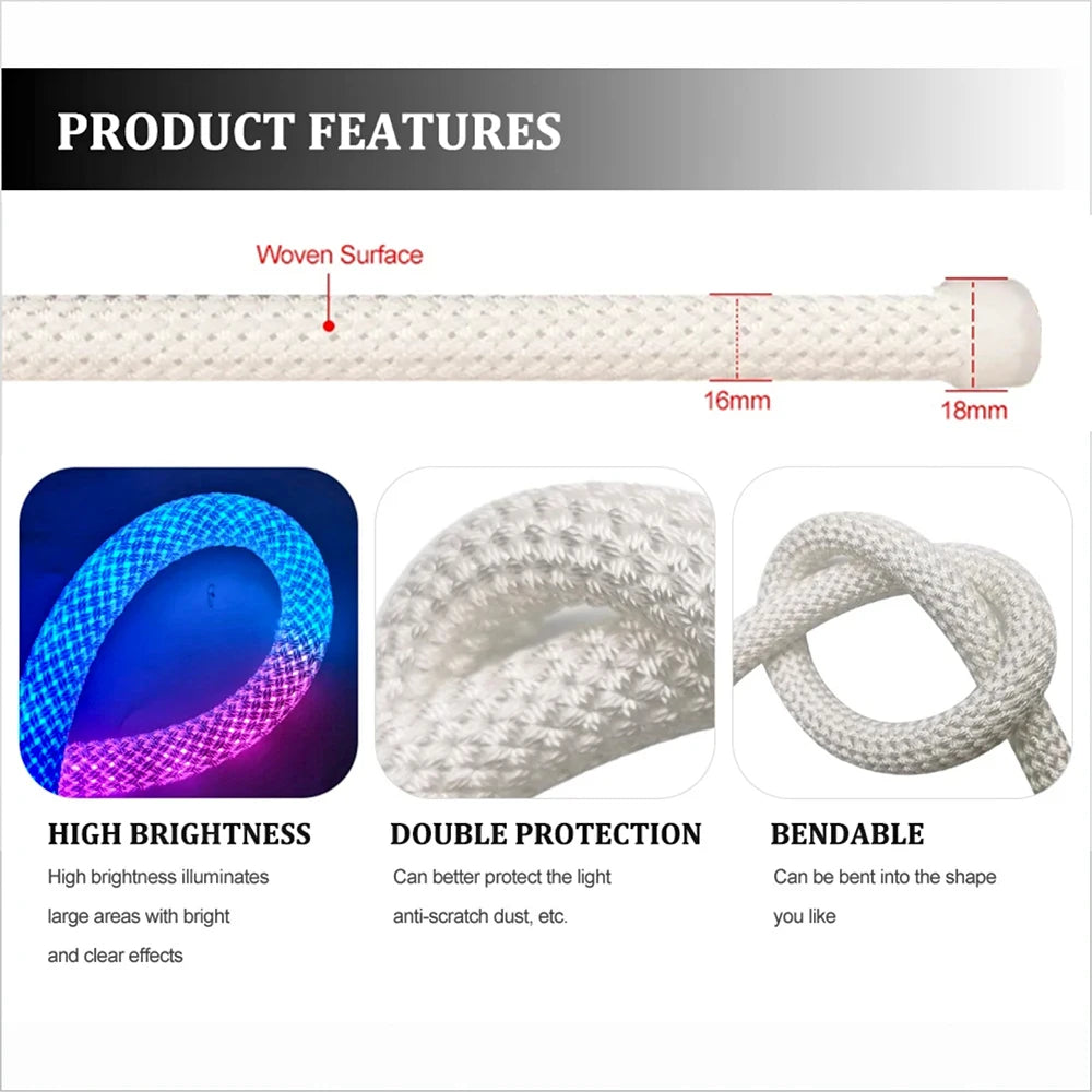 tubes led néon multicolore réticulé modernes 5v 50leds/m télécommande vis fixations divertissement domicile