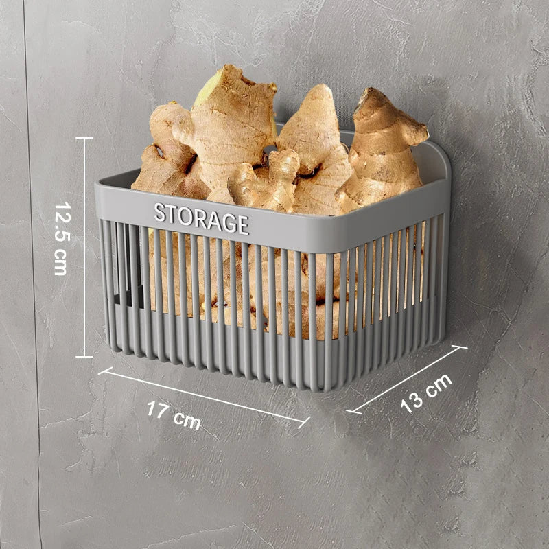 boîtes rangement murales blanc gris storage adhésif épices ail oignon moderne minimaliste