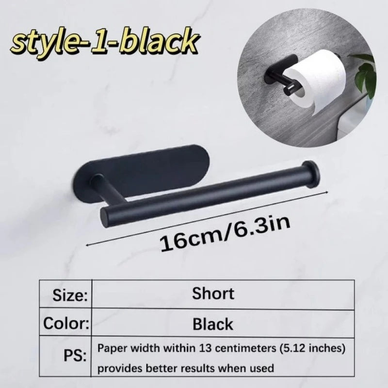 porte serviettes papier noir adhésif moderne salle bains papier toilette cuisine rouleau support étanche