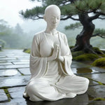 statue méditation blanche texture lisse minimaliste décoration intérieure zen spiritualité amour salon chambre yoga