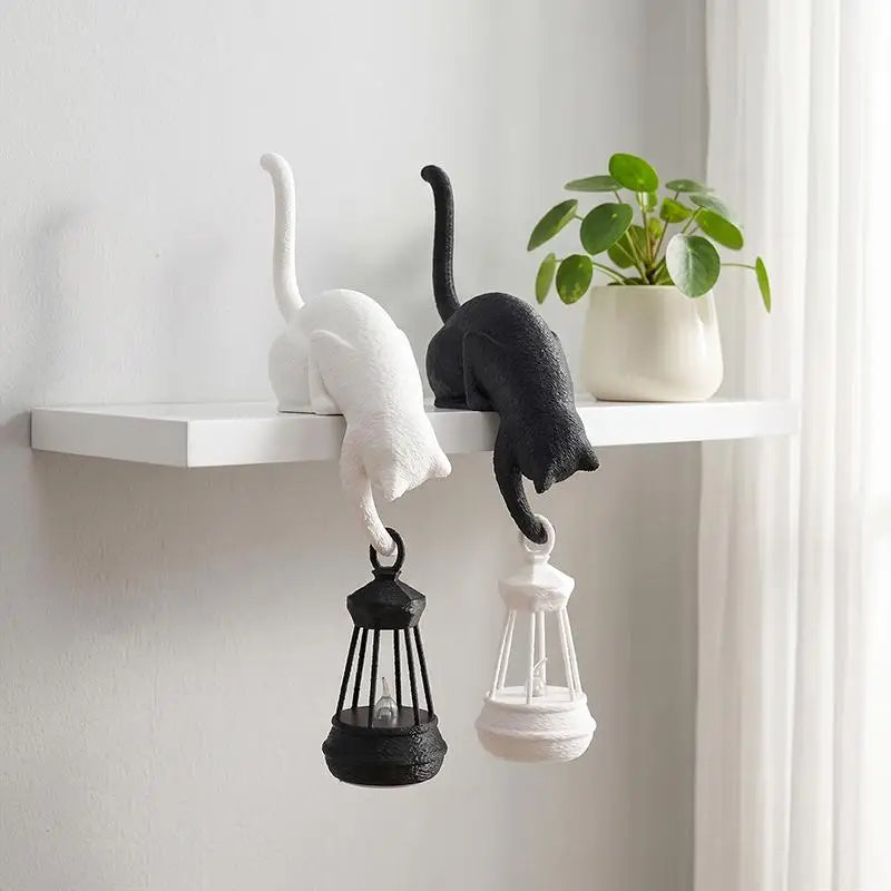 porte clés chat noir blanc lanterne décorative adhésif créatif contemporain minimaliste