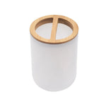 ensemble salle bain bambou distributeur savon porte brosse dents porte savon tasse noir