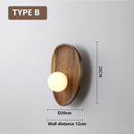 applique murale moderne minimaliste bois globe lumineux blanc anneau doré chambre salon étude