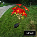 fleurs artificielles lumineuses rouge vif solaires modernes feuilles vertes extérieur jardins noël
