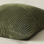 ensemble coussin décoratif vert olive rayures horizontales moderne velours côtelé patchwork canapé