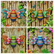 décoration murale abeille colorée rayures motifs floraux intérieur extérieur rouge orange verte bleue multicolore