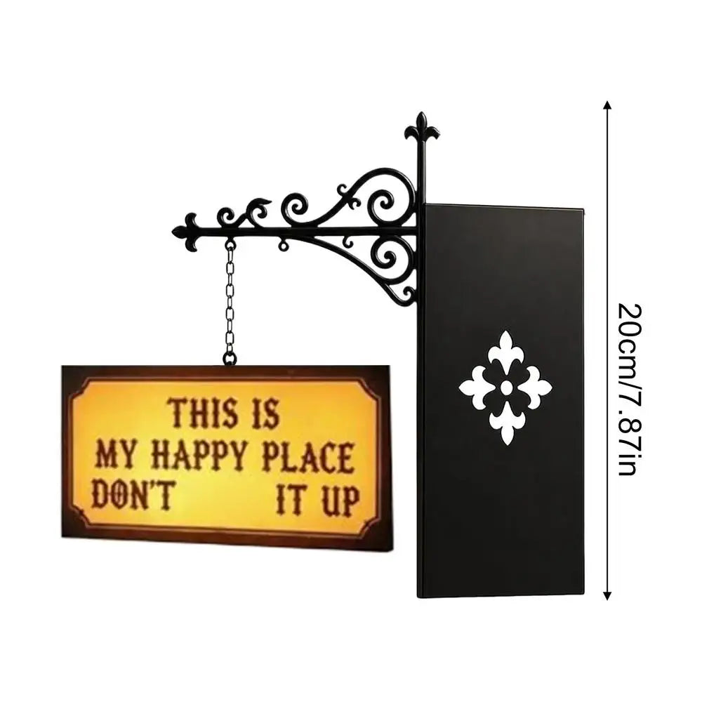 plaque decorative suspendue vintage or noir texte imprimé rustique