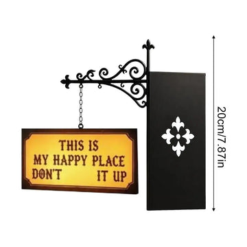 plaque decorative suspendue vintage or noir texte imprimé rustique