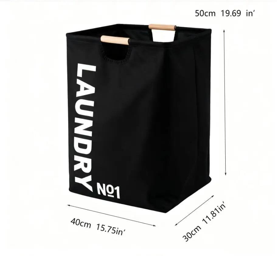 panier linge pliable tissu uni noir blanc gris moderne poignées bois grande capacité