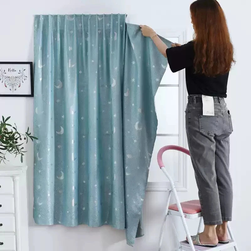 rideau occultant bleu gris rose motif lune étoile moderne intérieur doux polyester décoration