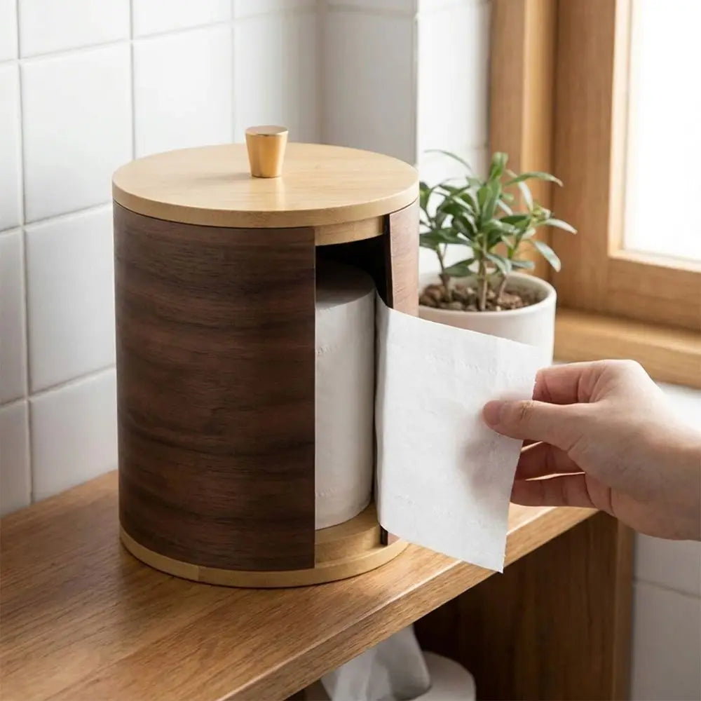 distributeur papier toilette bois naturel minimaliste moderne grande capacité usage domestique