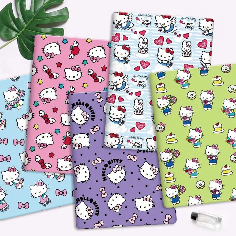tissu coton sanrio hello kitty motifs accessoires coloré enfants couture robe poupée rideau maison