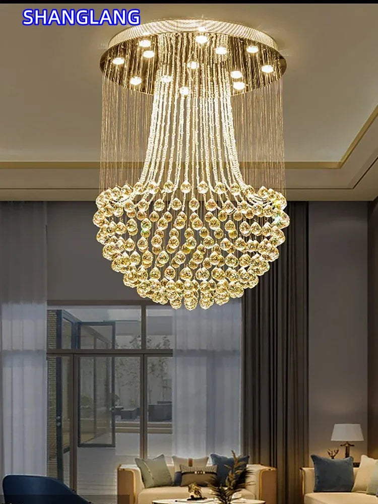 lustre led moderne cristal doré salon salle bain lumière contemporaine fixations invisibles