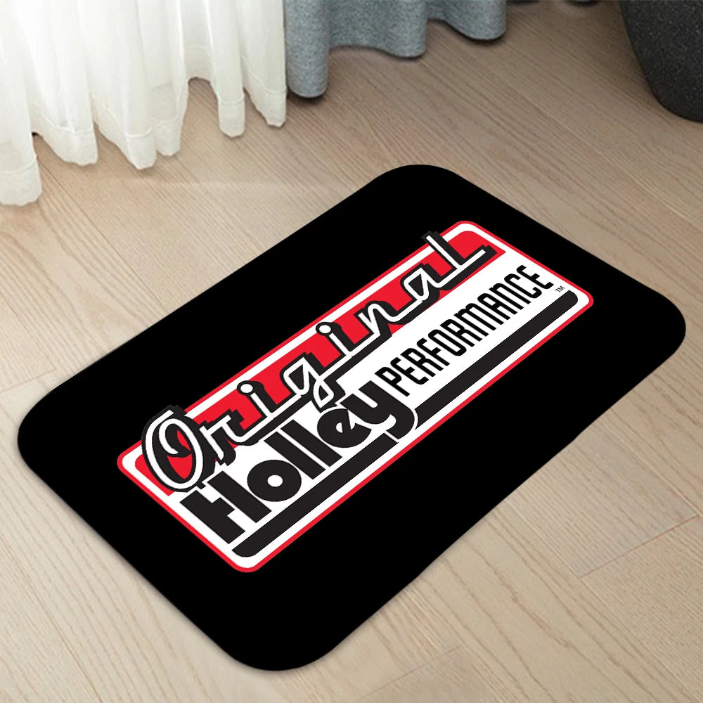 tapis moderne noir rouge blanc motif fleurs holley performance produits inc antidérapant salon polyester