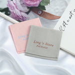 étiquettes produit toile lin noir rose gris beige bleu classique 8x8cm personnalisables logo imprimé