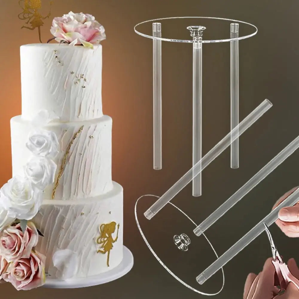 support gâteau transparent clips moderne stand plastique sans motif paille spacings rond