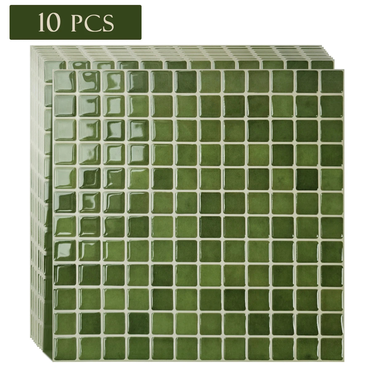 carreaux muraux auto adhésifs mosaïque carrée moderne marron foncé vert résistants eau pack 10