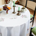 nappe blanche broderie florale festonnée polyester coton table maison mariage fête restauranthôtel