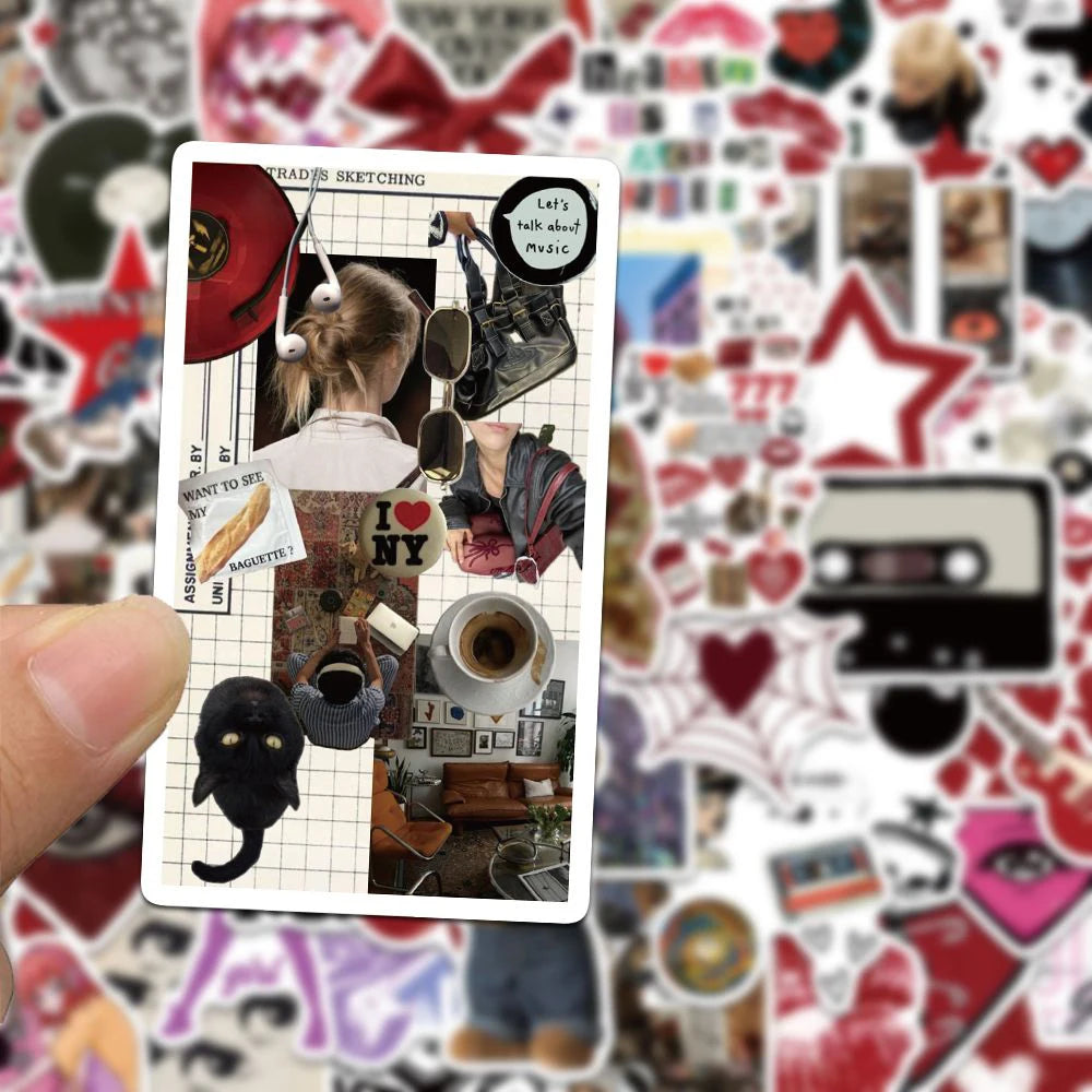 stickers pop art multicolores adhésifs animaux visages tendance jeunes filles décoration chambre ordinateur téléphone