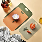 planches découper plastique vert orange gris moderne couteau oignon tomate romarin avocat citron