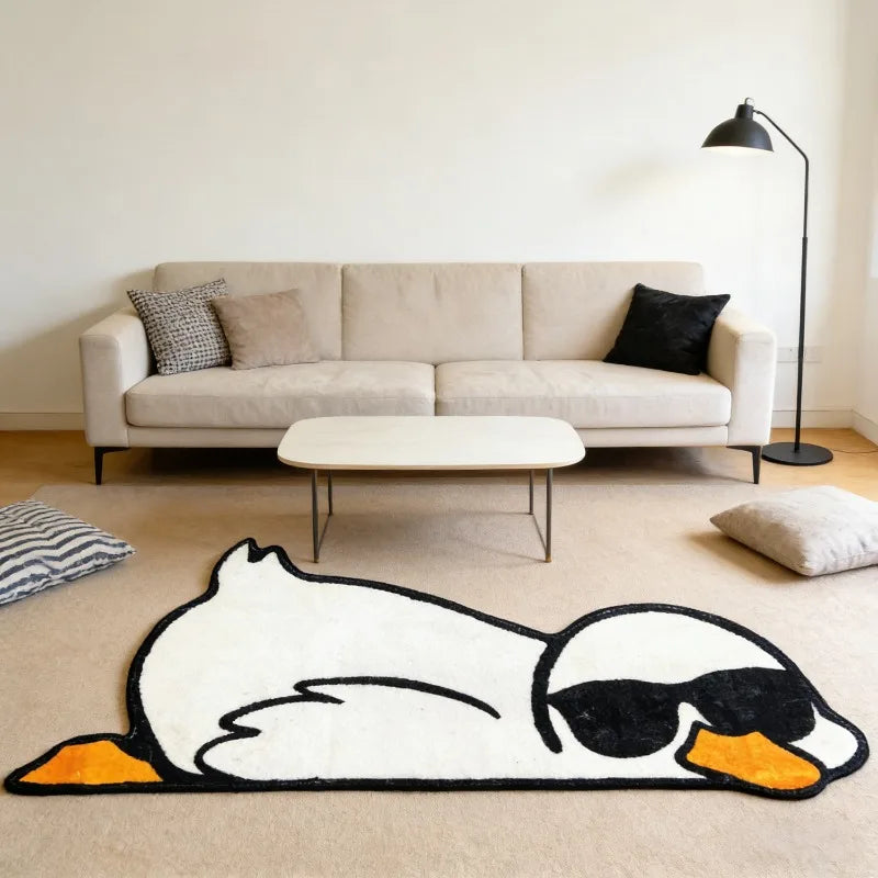 tapis cartoon canard lunettes blanc orange sol maison imperméable antidérapant résistant