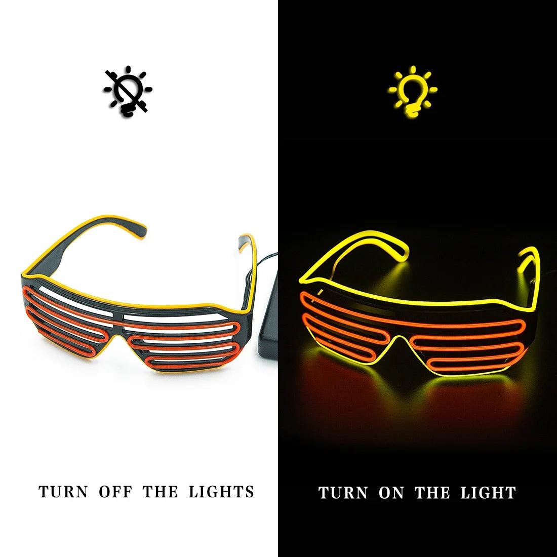 lunettes lumineuses led bleu rose lignes horizontales modernes élastiques événements halloween noël anniversaire