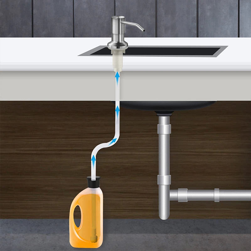 distributeur savon liquide moderne noir blanc transparent pompe tuyau flexible